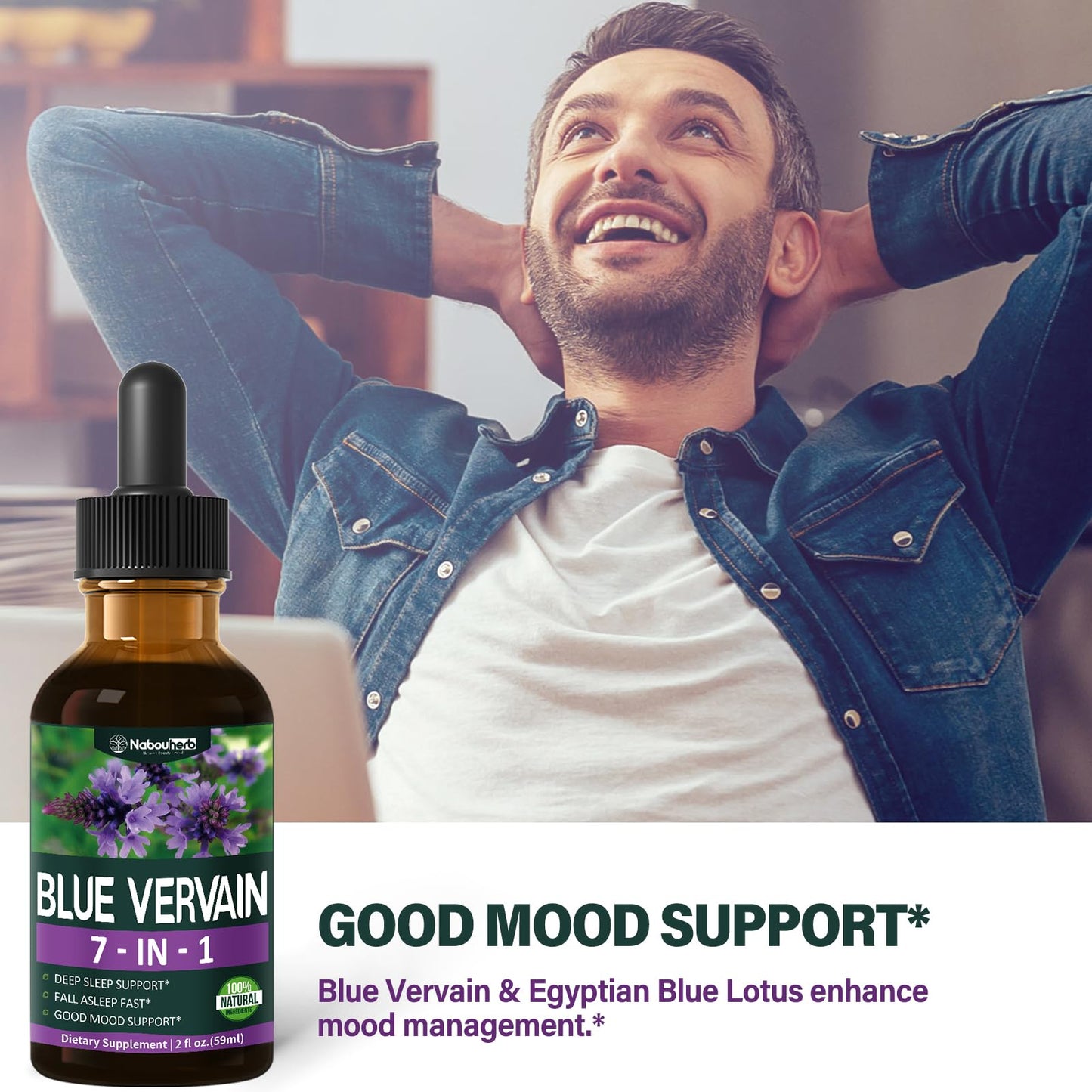 Nabouherb Blue Vervain Drops – 7-in-1 Sleep Support (2oz)