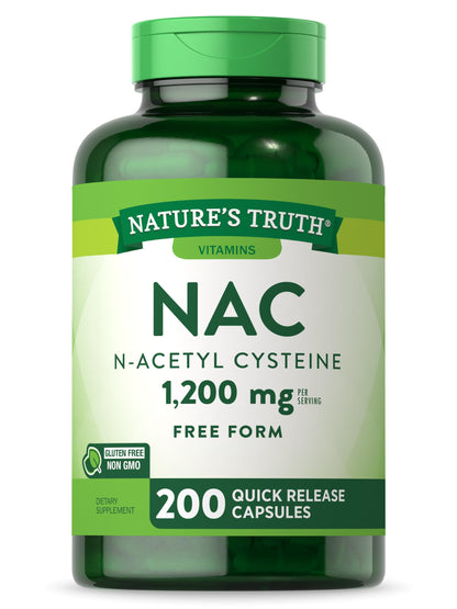 Nature's Truth NAC 1200mg N-Acetyl Cysteine - 200 Caps | Non-GMO, Gluten Free