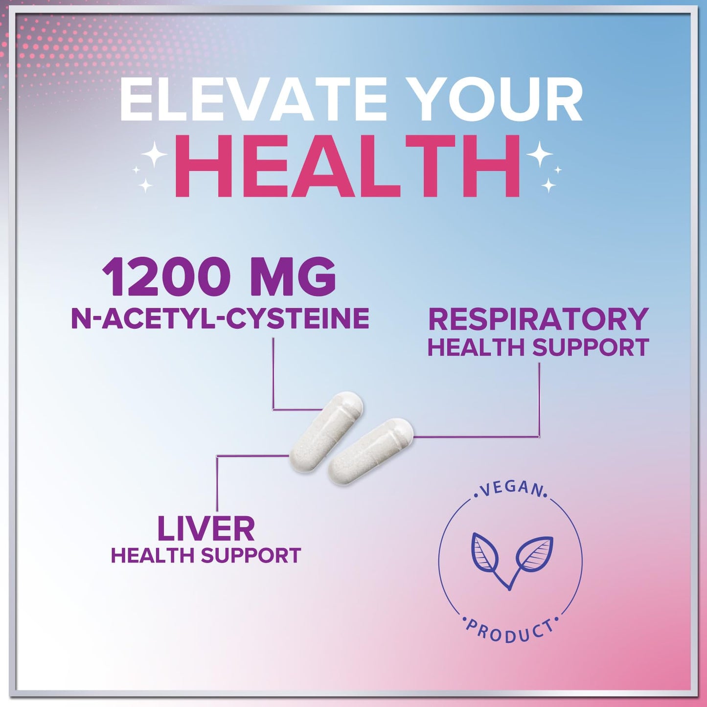 NAC 1200mg Supplement – Immune Support, Antioxidants, Liver & Lung Health | Made in USA, Vegan, Non-GMO, Gluten-Free | 60 Capsules