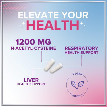 NAC 1200mg Supplement – Immune Support, Antioxidants, Liver & Lung Health | Made in USA, Vegan, Non-GMO, Gluten-Free | 60 Capsules