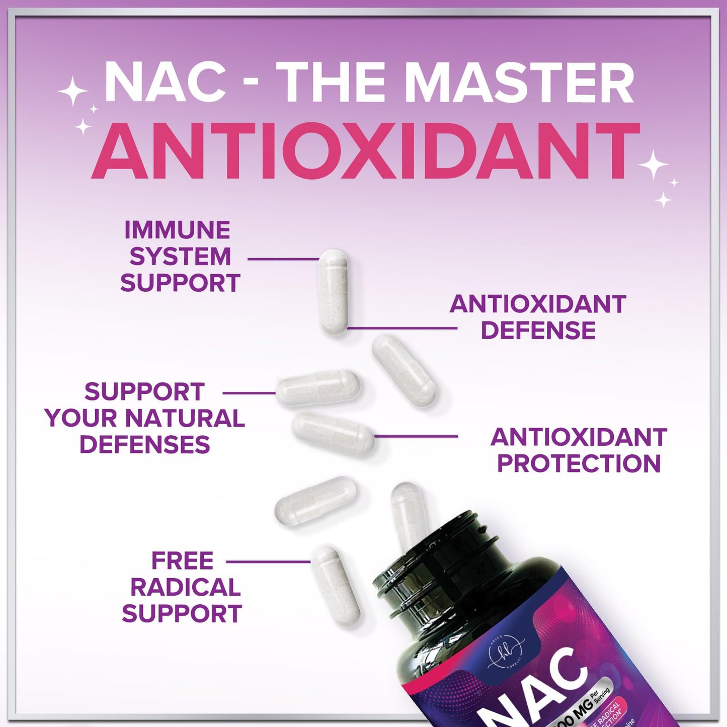 NAC 1200mg Supplement – Immune Support, Antioxidants, Liver & Lung Health | Made in USA, Vegan, Non-GMO, Gluten-Free | 60 Capsules