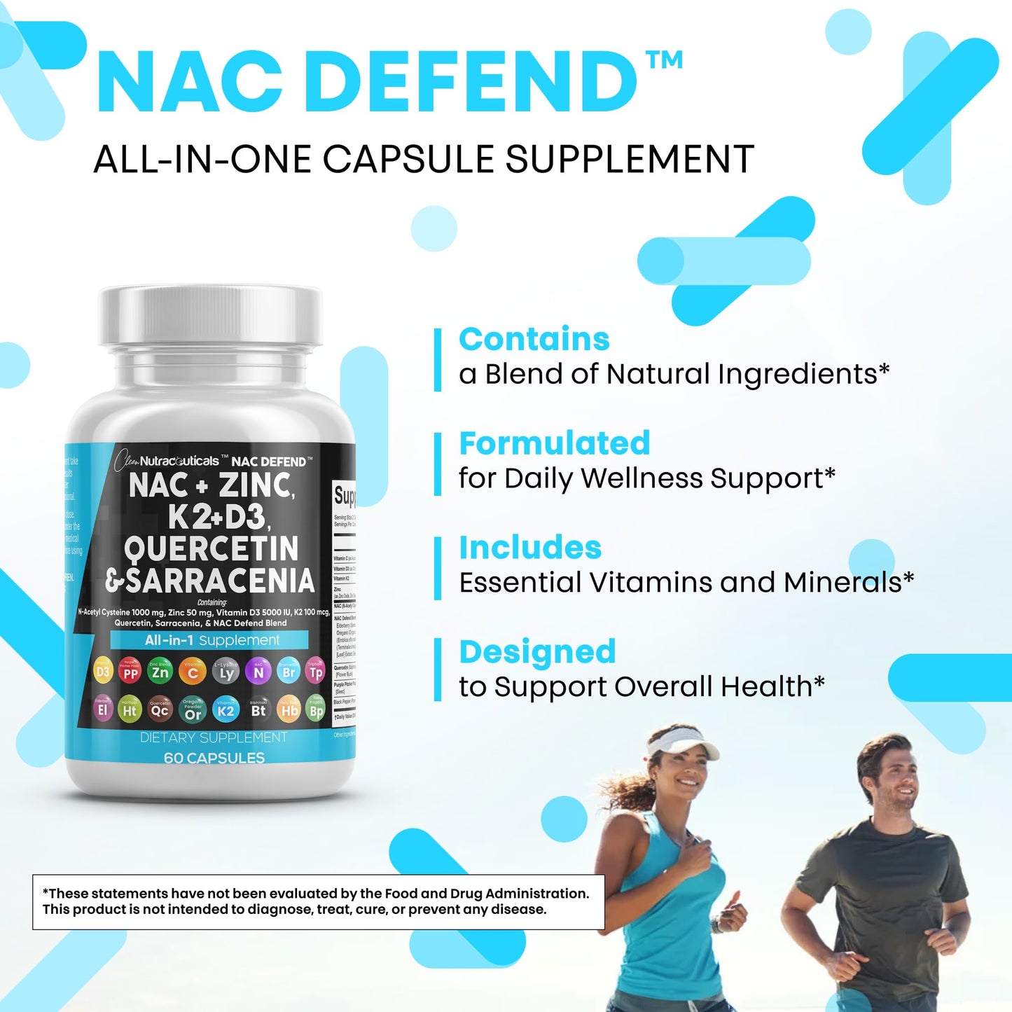 NAC 19-in-1 Immune Support: NAC, D3, K2, Zinc, Quercetin