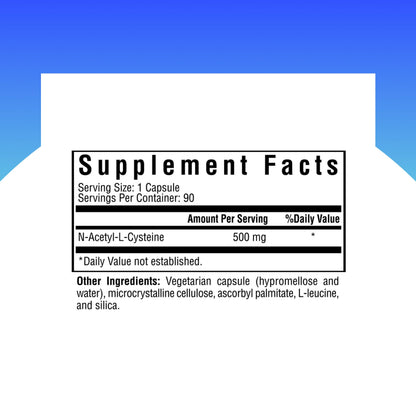 NAC 500 mg N-Acetyl-L-Cysteine – Detox & Glutathione Support | 90 Capsules