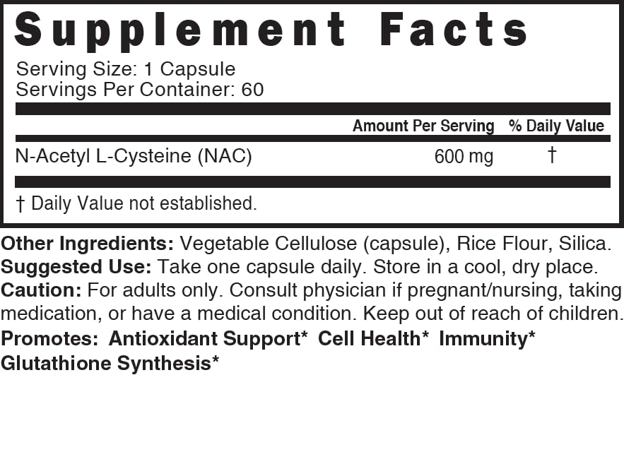 2 Pack NAC Supplement – N-Acetyl Cysteine 600mg | Nutri NAC 600mg – Antioxidant & Glutathione Support