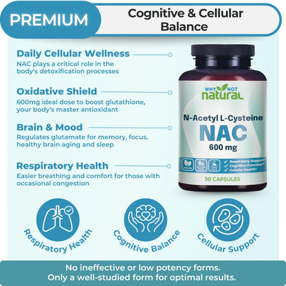 NAC Supplement 600 mg – N-Acetyl Cysteine Capsules | Pure, No Fillers