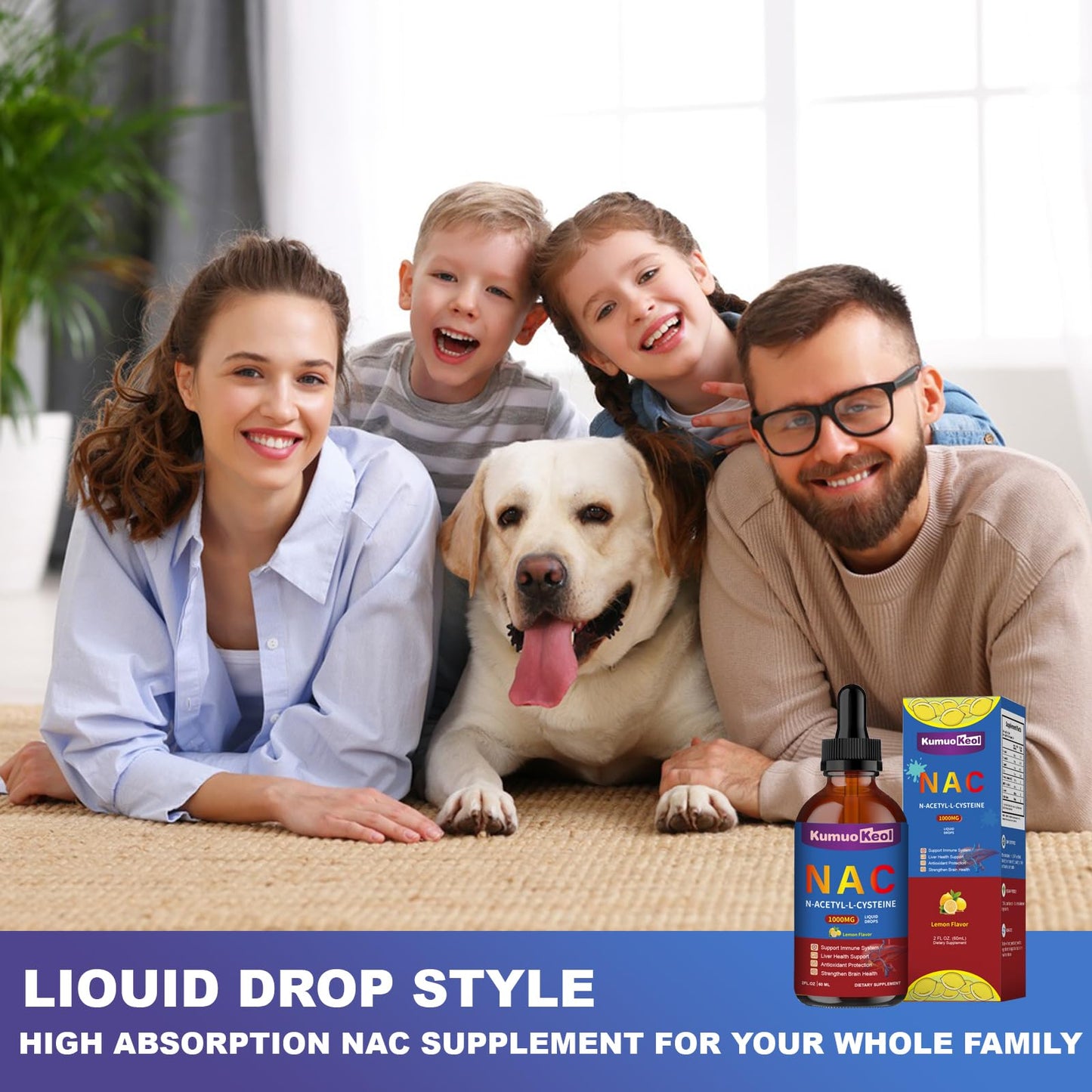 NAC 1000mg Drops with Quercetin & Zinc – N-Acetyl Cysteine Liquid (2 fl oz) for Adults & Kids