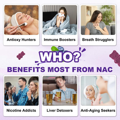 Sugar Free NAC Gummies 1200mg - N-Acetyl Cysteine Supplement with Selenium, Zinc, Vitamin C & E | 60 Count
