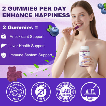 Sugar Free NAC Gummies 1200mg - N-Acetyl Cysteine Supplement with Selenium, Zinc, Vitamin C & E | 60 Count
