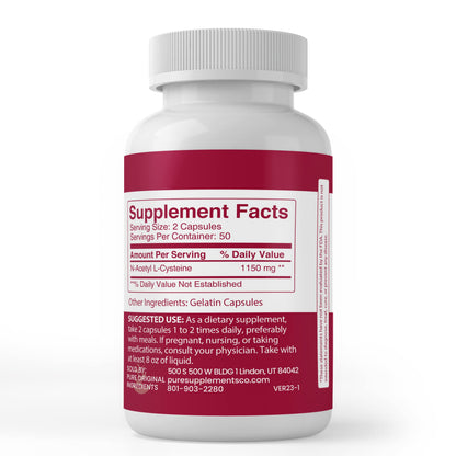 PURE ORIGINAL INGREDIENTS N-Acetyl L-Cysteine NAC - 100 Capsules | Lab Verified