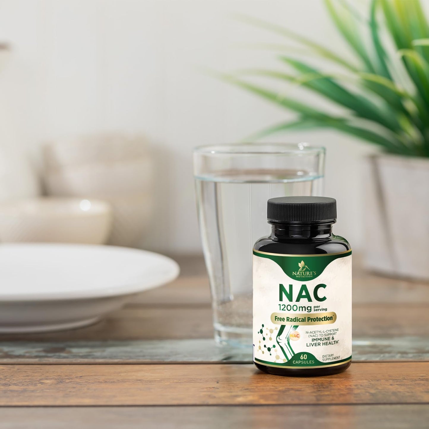 NAC Supplements N-Acetyl L-Cysteine (NAC) 1200 mg - NAC Supplement for Lung Health & Immune Support, Liver Support & Antioxidants, Freefrom N-Acetylcysteine, Gluten Free, Non-GMO, 60 Veggie Capsules