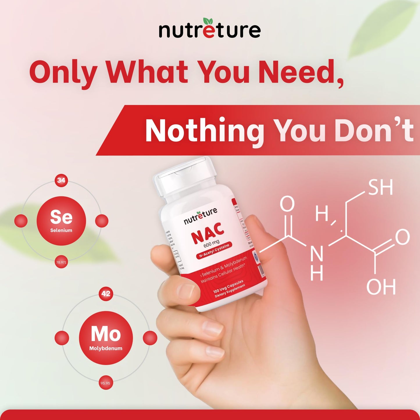 NAC Supplement – N-Acetyl Cysteine 600 mg | Liver Health with Selenium & Molybdenum | 100 Capsules