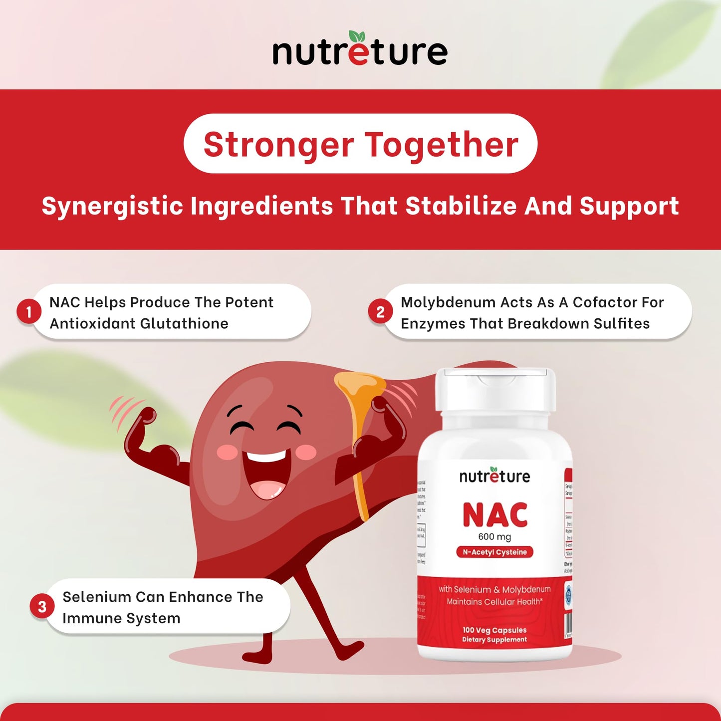 NAC Supplement – N-Acetyl Cysteine 600 mg | Liver Health with Selenium & Molybdenum | 100 Capsules
