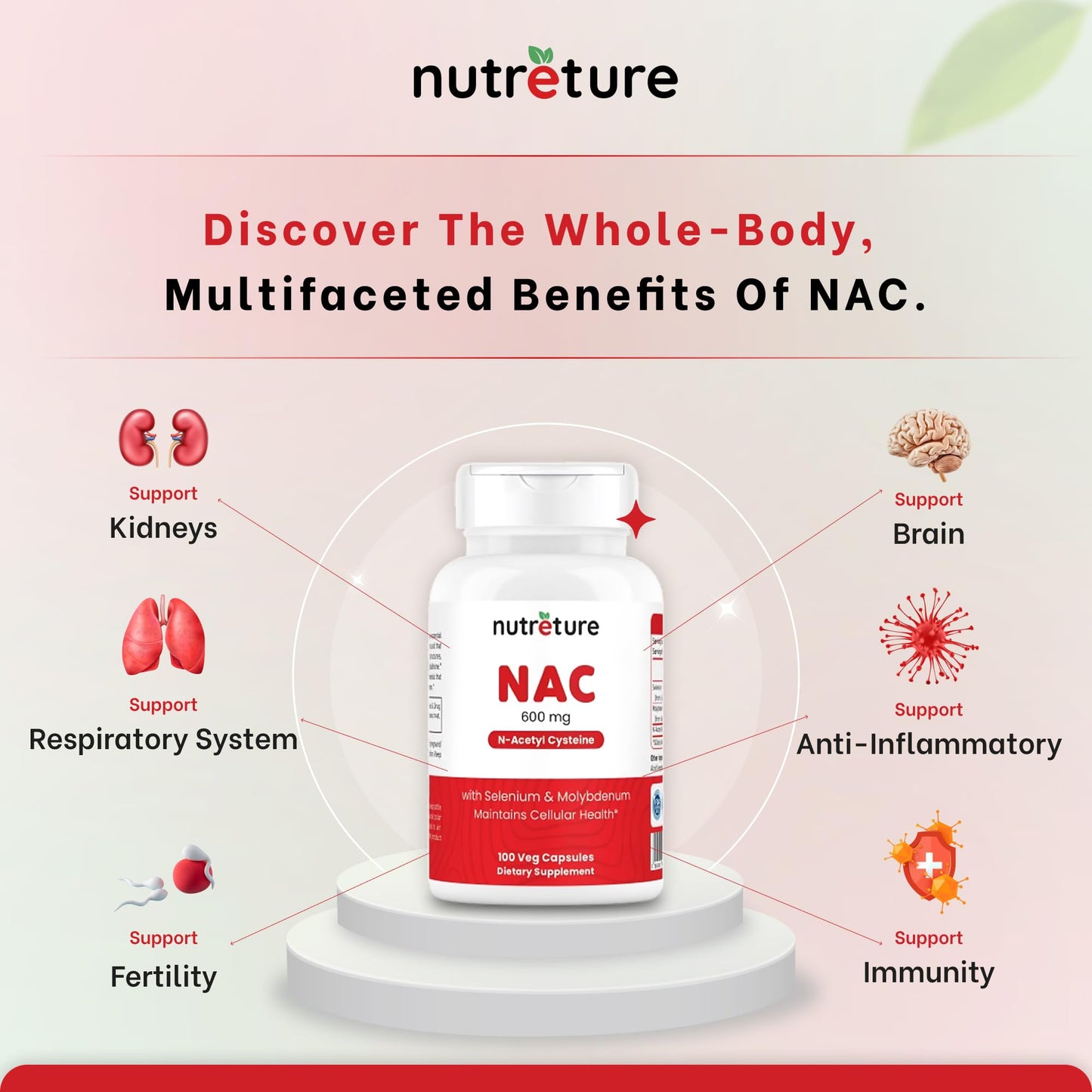 NAC Supplement – N-Acetyl Cysteine 600 mg | Liver Health with Selenium & Molybdenum | 100 Capsules