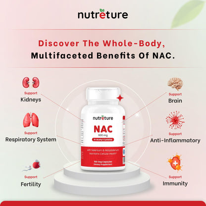 NAC Supplement – N-Acetyl Cysteine 600 mg | Liver Health with Selenium & Molybdenum | 100 Capsules