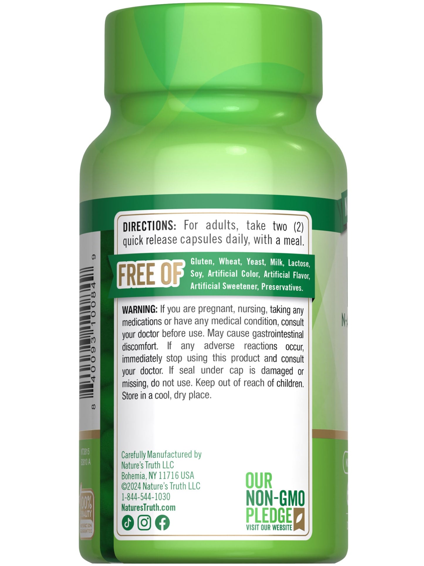 Nature's Truth NAC 1200mg – 60 Capsules | N-Acetyl Cysteine | Non-GMO