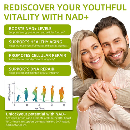 NAD+ 1000mg with Resveratrol & Quercetin — Anti-Aging NAD Supplement, Brain Health & Energy — 90 Caps