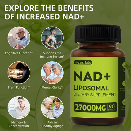 NAD+ 1000mg with Resveratrol & Quercetin — Anti-Aging NAD Supplement, Brain Health & Energy — 90 Caps