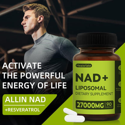 NAD+ 1000mg with Resveratrol & Quercetin — Anti-Aging NAD Supplement, Brain Health & Energy — 90 Caps
