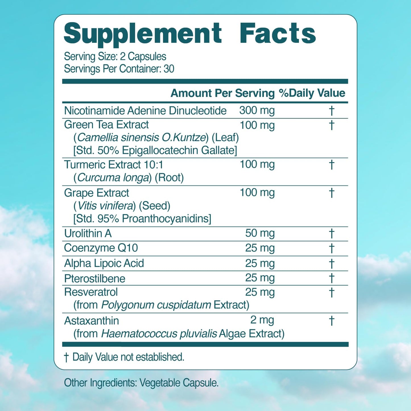 NAD+ Elite Complex – Direct NAD+ 300 mg (60 Veg Capsules)