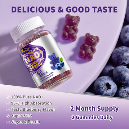 3 Pack NAD Gummies for Women - 500mg NAD, Vegan, Sugar-Free, Blueberry