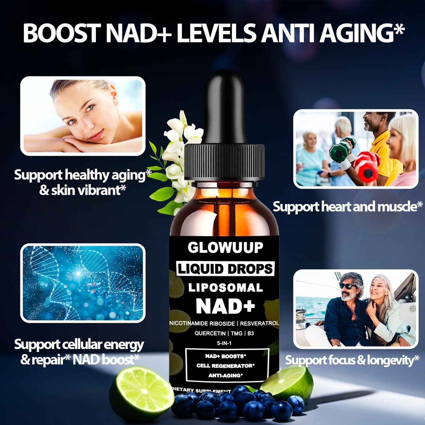 NAD+ Liposomal NR + Resveratrol 900mg | Energy & Longevity | GLOWUUP