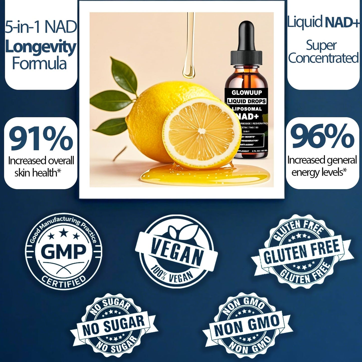 NAD+ Liposomal NR + Resveratrol 900mg | Energy & Longevity | GLOWUUP