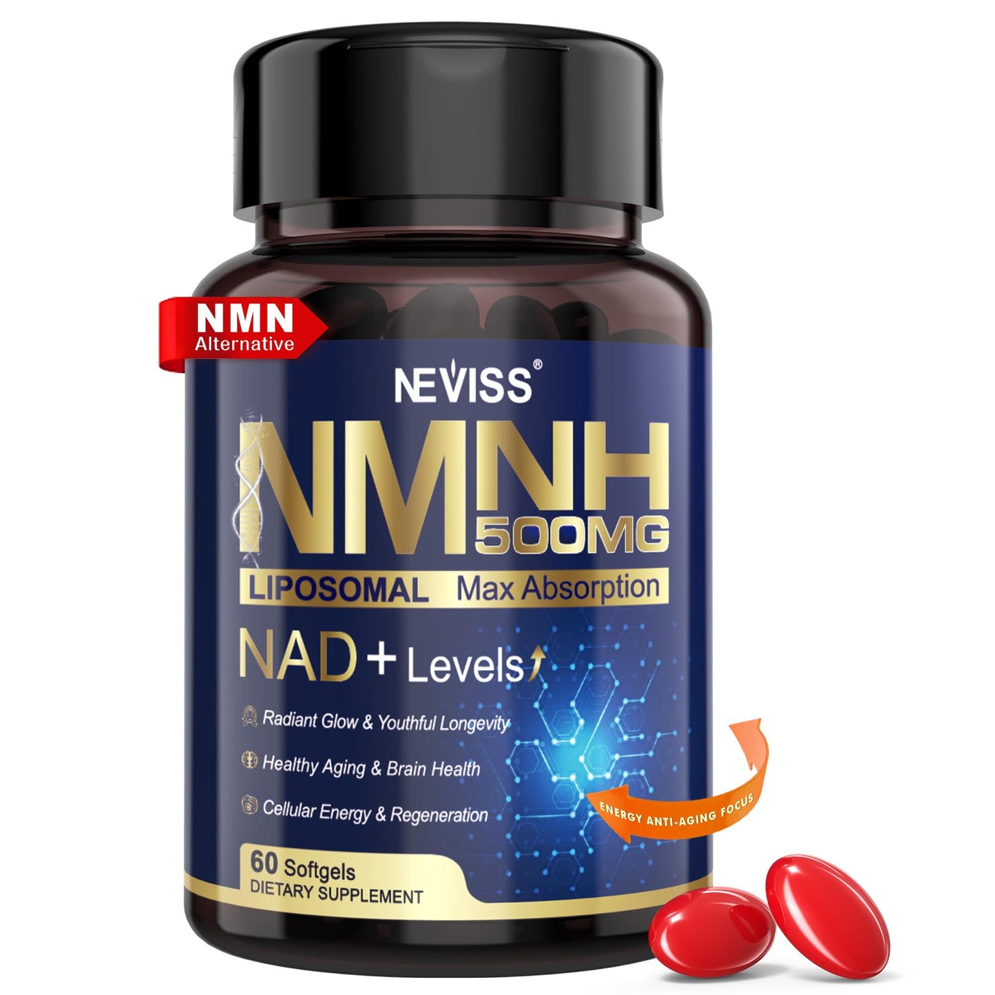 NMNH Liposomal 500mg NAD+ – Next-Gen NMN/NAD+ Supplement for Cellular Energy & Healthy Aging