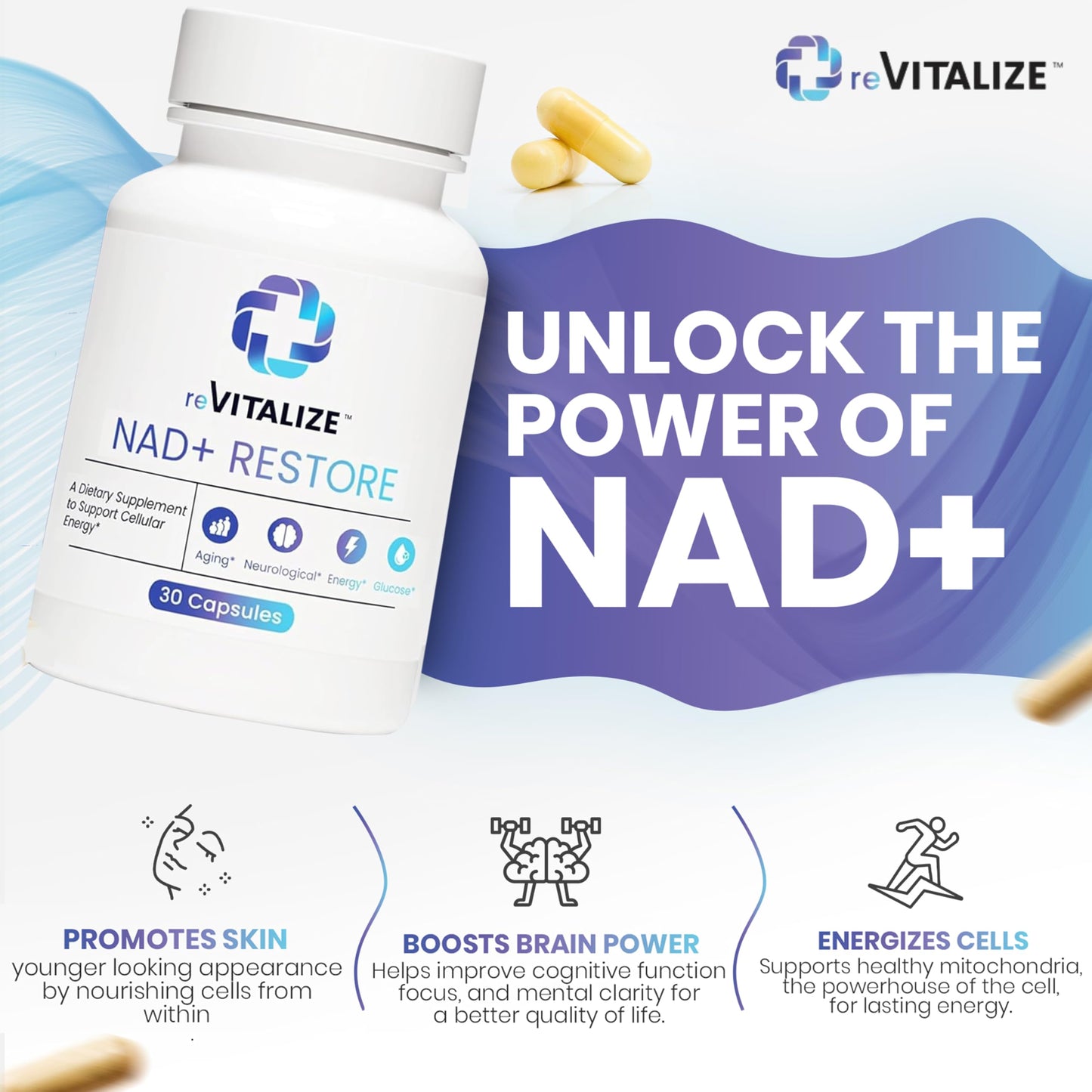 NAD+ Supplement 750mg | Advanced NR for Anti-Aging & Cellular Energy | 30 Servings