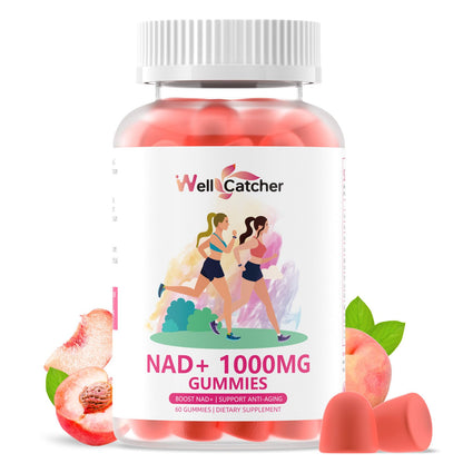 NAD+ Gummies 1000mg – Sugar Free Vitamin B3 Niacinamide (Peach, 60 Count) | NAD+ Boost & Anti-Aging