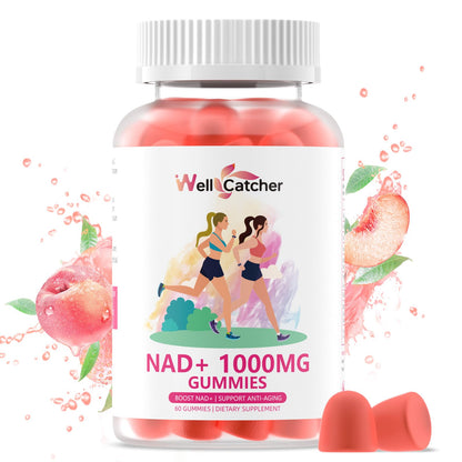NAD+ Gummies 1000mg – Sugar Free Vitamin B3 Niacinamide (Peach, 60 Count) | NAD+ Boost & Anti-Aging