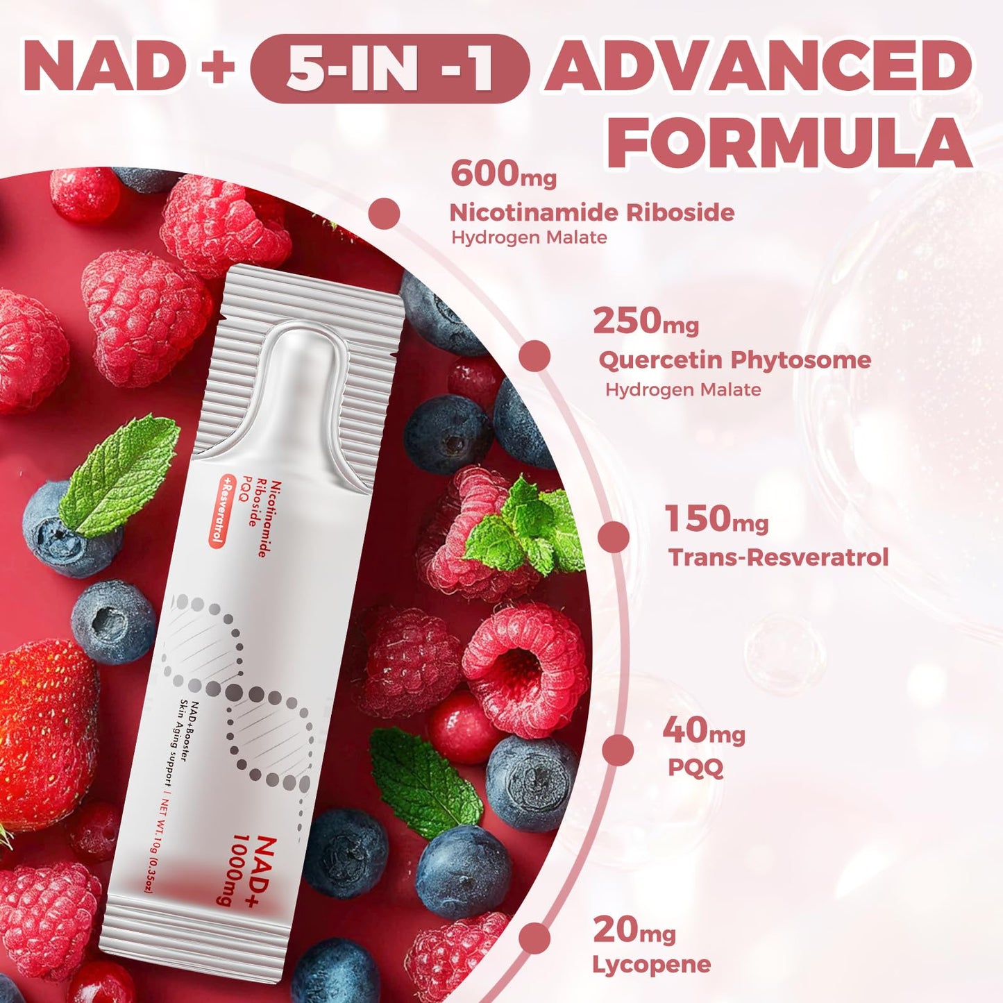 NAD+ Liquid Supplement 1000mg – NR, Resveratrol & PQQ for Cellular Energy