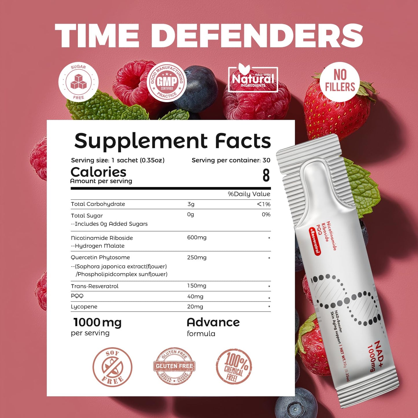 NAD+ Liquid Supplement 1000mg – NR, Resveratrol & PQQ for Cellular Energy