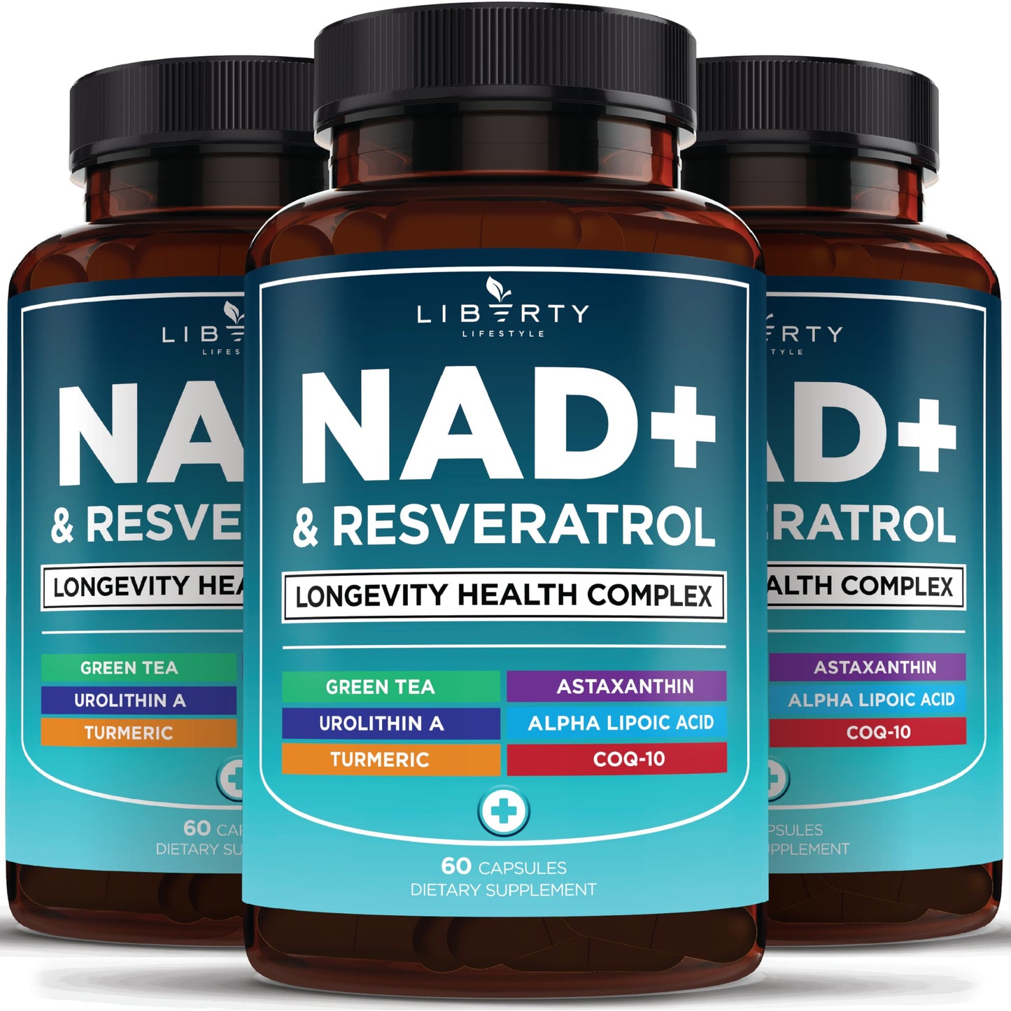 NAD+ Supplement Complex – 300 mg NAD+ with Astaxanthin, Urolithin A, Resveratrol & CoQ10 | 180 Count