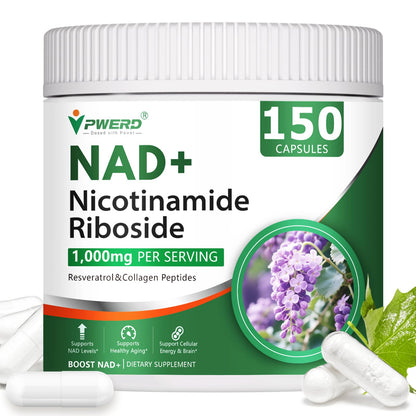 150 Caps NAD+ Trans-Resveratrol 1000mg – Pure Organic Liposomal NAD+ with Nicotinamide Riboside & Resveratrol for Women | Pwerd