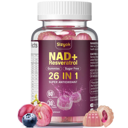NAD Resveratrol Gummies for Women – NAD+ Support, Antioxidants, 60 Gummies