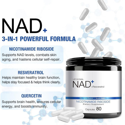 DUCRKACS NAD Supplement – NAD+ NR + Resveratrol for Energy & Anti-Aging