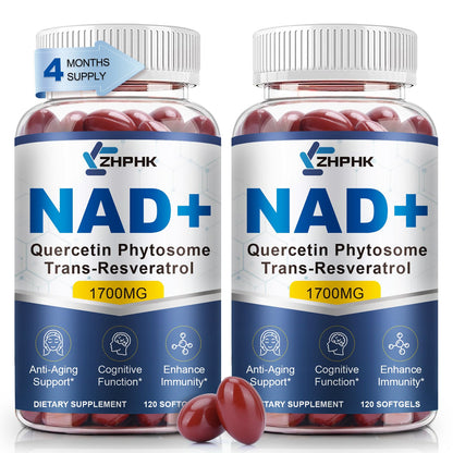 NAD Supplement Softgels 1700mg, Nad Supplements for Women & Men with Nicotinamide Riboside Quercetin Phytosome, Trans Resveratrol & TMG, Boost Energy & Anti-Aging Support 240-Count, 120 Days Supply
