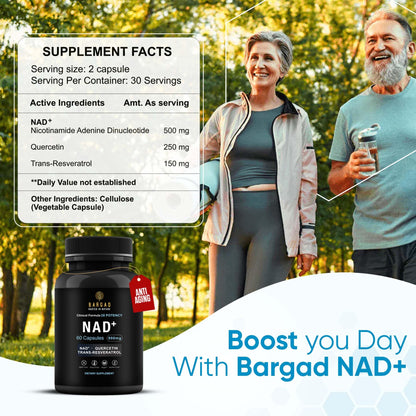 NAD+ Anti-Aging Supplement | NMN Alternative with Resveratrol & Quercetin | 60 Count