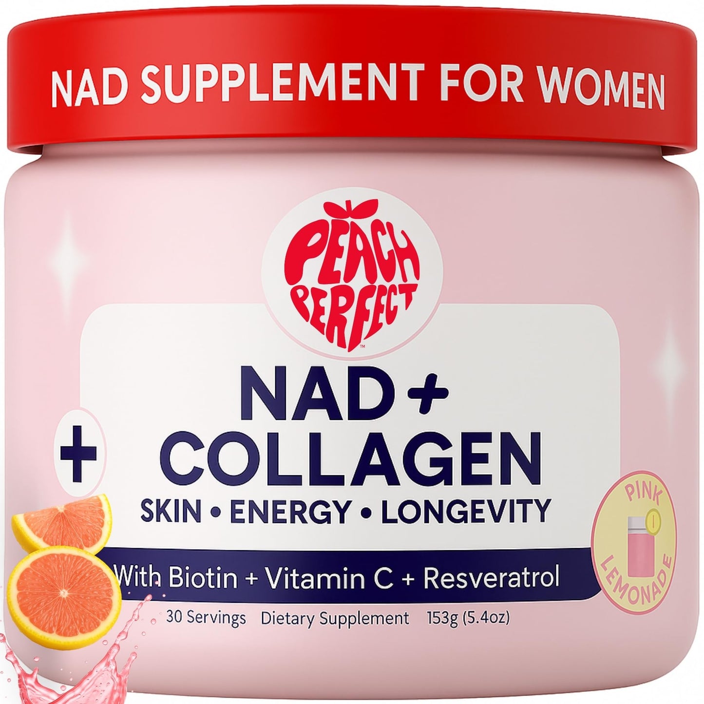 NAD Supplements for Women – Liposomal NAD+ Collagen Powder 500mg | Pink Lemonade