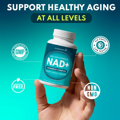 NAD+ Liposomal Antioxidant Supplement for Women & Men | Resveratrol, Astaxanthin, CoQ10 – 180 Capsules