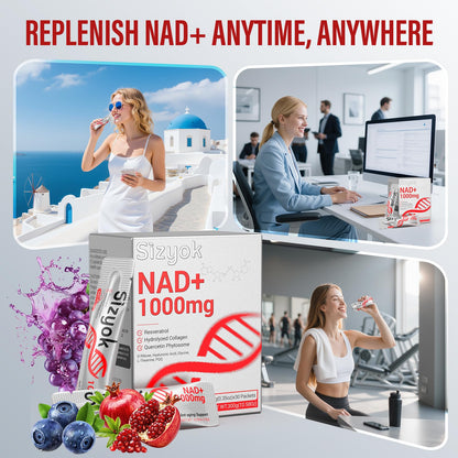 NAD+ 1000mg Liquid – High Absorption NAD+ with Trans-Resveratrol, Collagen & Hyaluronic Acid