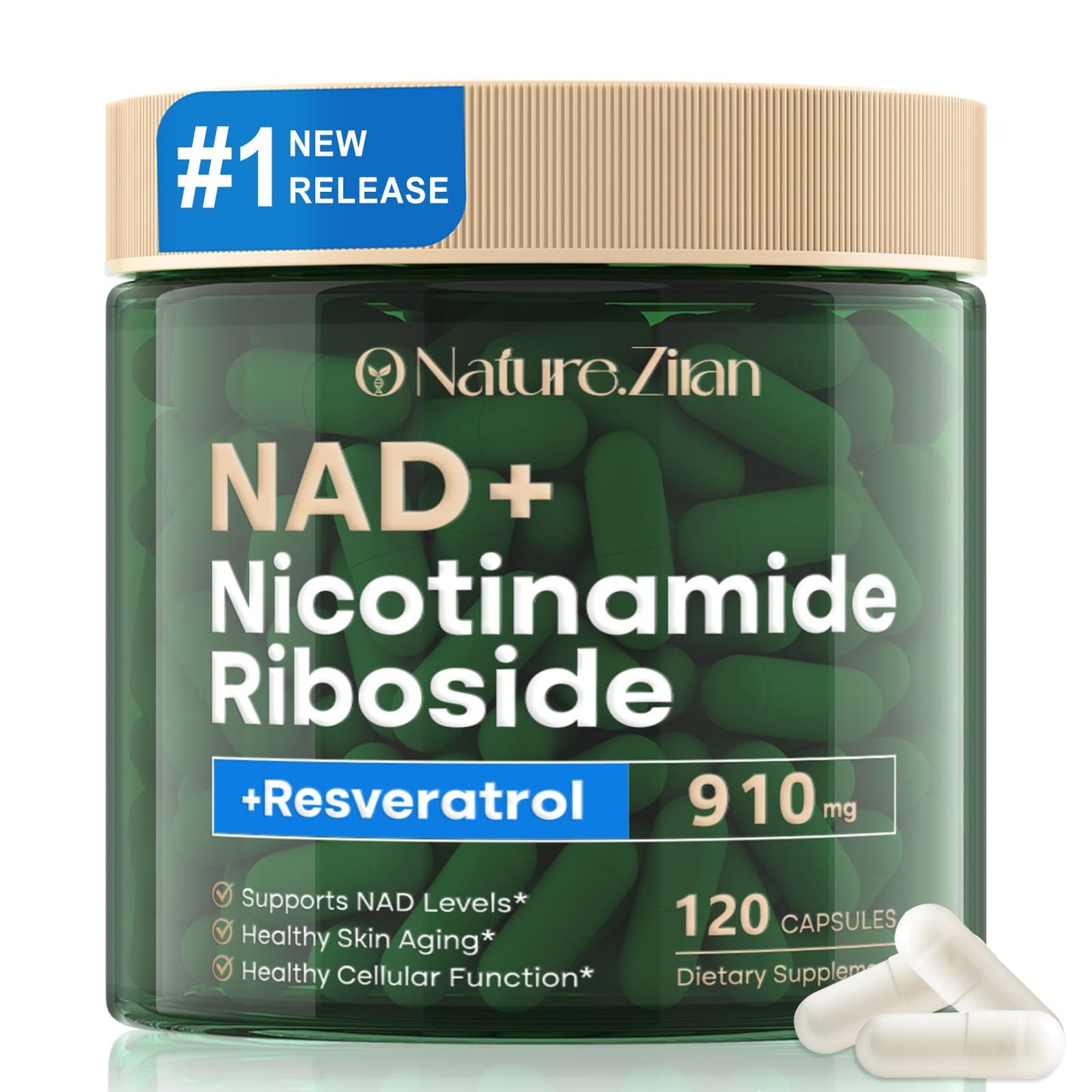 NAD+ Supplement - Liposomal Nicotinamide Riboside 910 mg with Resveratrol | 120 Capsules