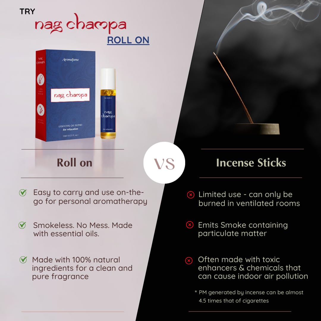 Nag Champa Essential Oil Roll-On Blend by Aromafume | 10ml | Sandalwood, Jasmine, Ylang Ylang & Champa Flower