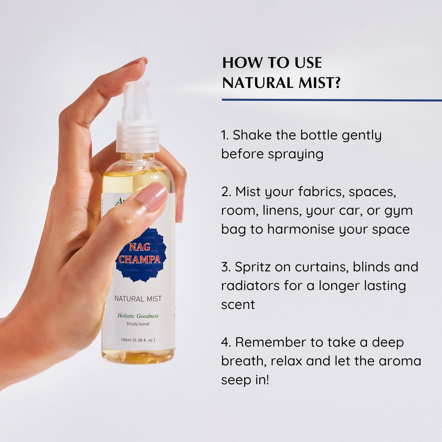 Nag Champa Natural Mist Spray by Aromafume | 100 ml | Sandalwood, Jasmine, Ylang Ylang & Champa