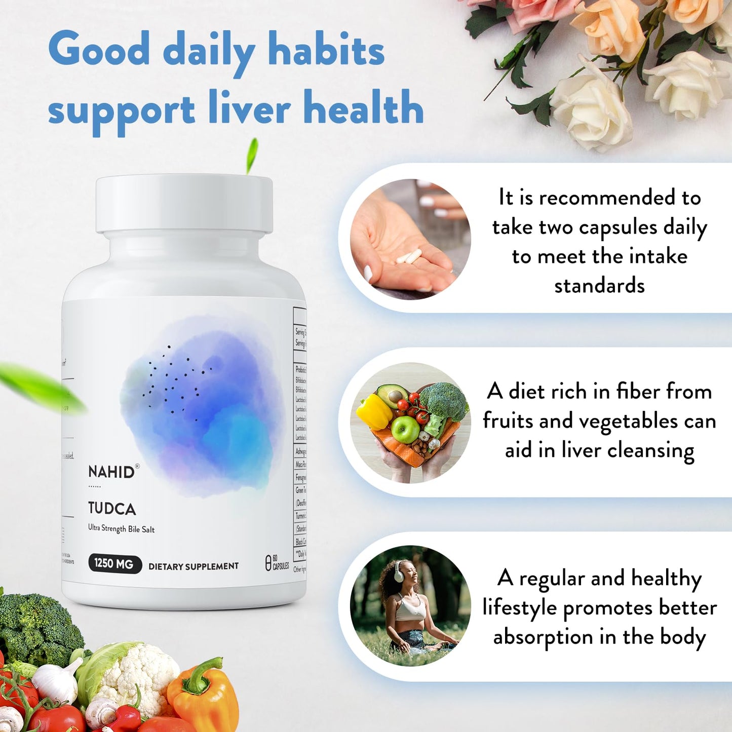 Nahid Liver Support Supplement – 120B CFUs Probiotics, 60 Capsules