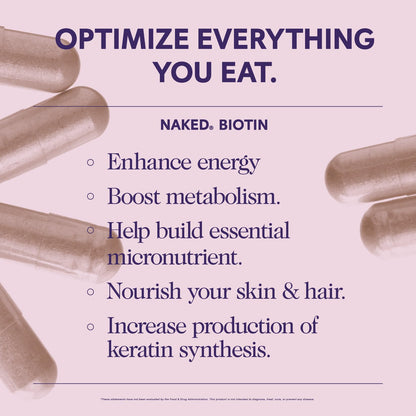 NAKED Biotin 10,000mcg - Max Strength Vitamin B7 for Hair, Skin & Nails | Non-GMO, Gluten-Free, Vegan