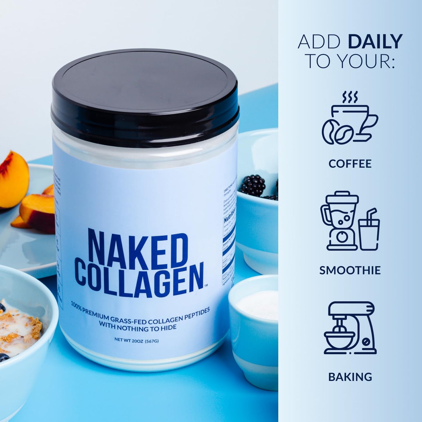 NAKED Collagen Peptides Powder – Pasture-Raised, Unflavored, 60 Servings, 20oz | Paleo, Keto, Gluten Free, Non-GMO