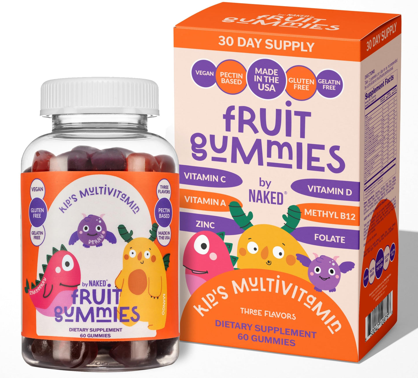 NAKED Nutrition Kids Vitamin Gummies – Made in USA, Gelatin Free, Vegan, GMO & Gluten Free | 30 Day Supply