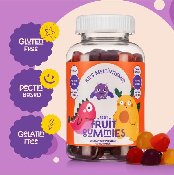 NAKED Nutrition Kids Vitamin Gummies – Made in USA, Gelatin Free, Vegan, GMO & Gluten Free | 30 Day Supply