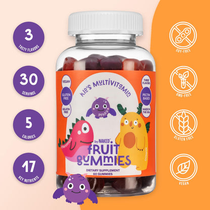 NAKED Nutrition Kids Vitamin Gummies – Made in USA, Gelatin Free, Vegan, GMO & Gluten Free | 30 Day Supply